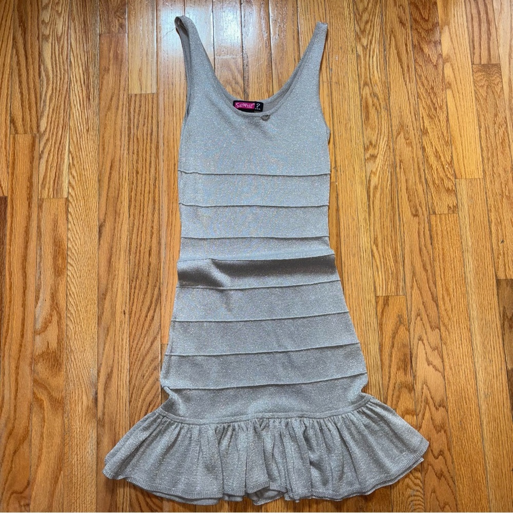 Say What? Metallic Gray Dress